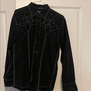 Roar Black Shirt with Embroidered Pattern